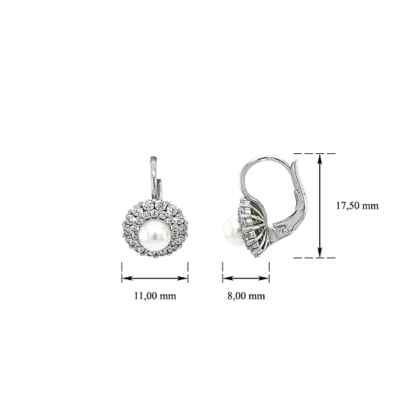 White Gold Pearl Earrings