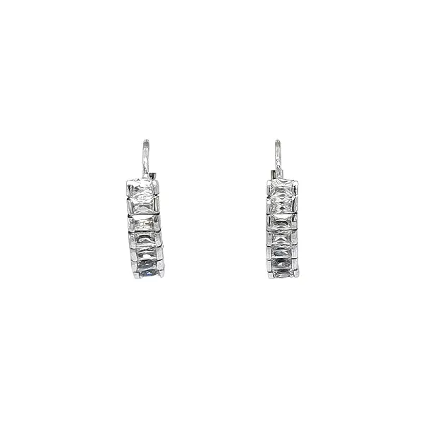 Elegant White Gold Earrings with Baguette Zirconia
