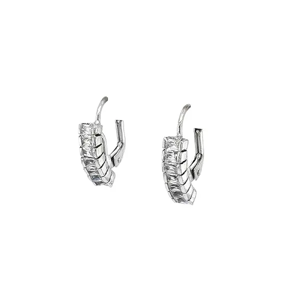 Elegant White Gold Earrings with Baguette Zirconia