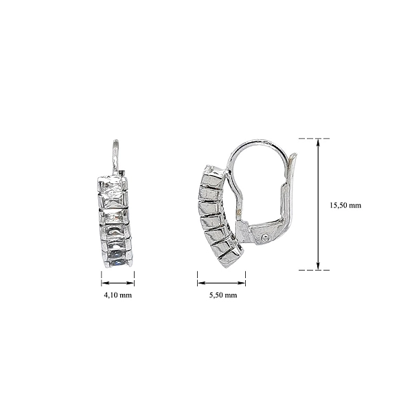 Elegant White Gold Earrings with Baguette Zirconia