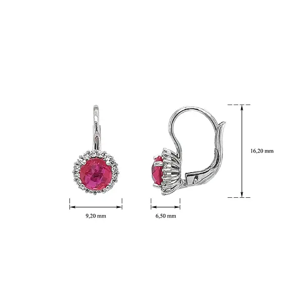 White Gold Earrings with Rubies - Elegance and Passion in Every Detail