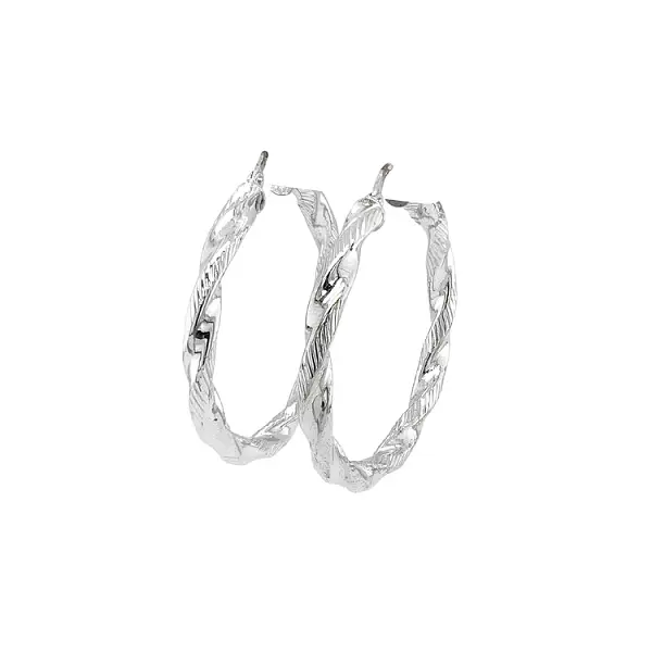 White Gold Round Earrings