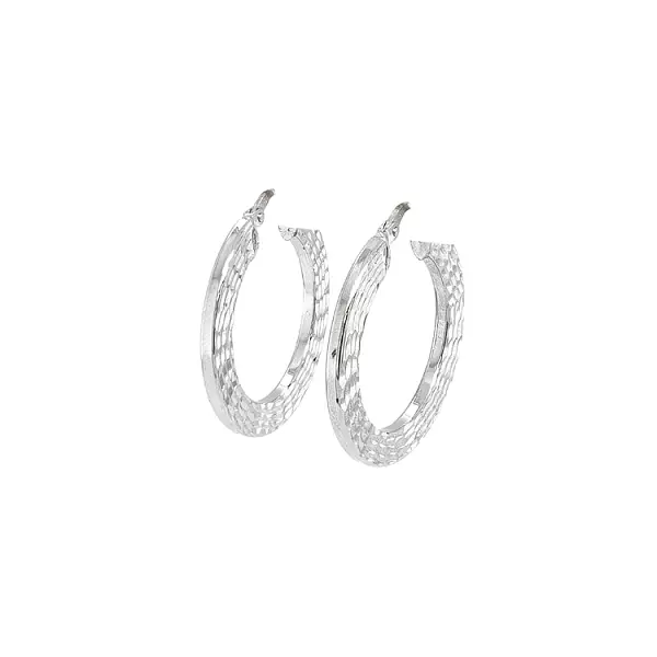 White Gold Round Earrings