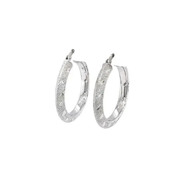 White Gold Round Earrings