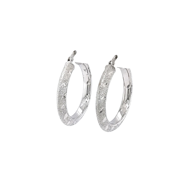 White Gold Round Earrings