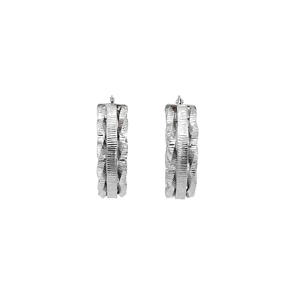 White Gold Round Earrings