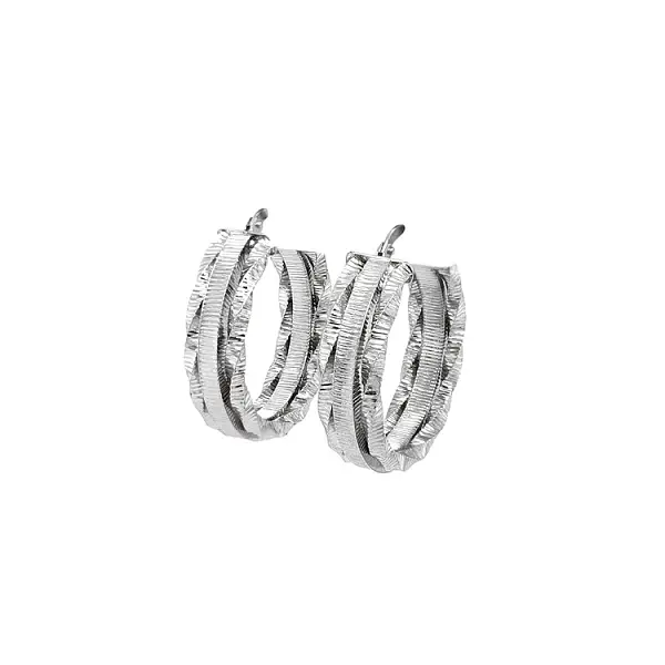 White Gold Round Earrings