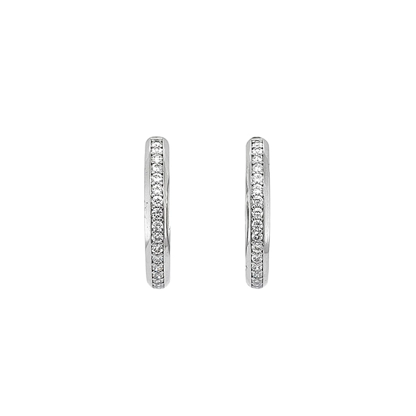 Round Earrings with White Gold Zircons