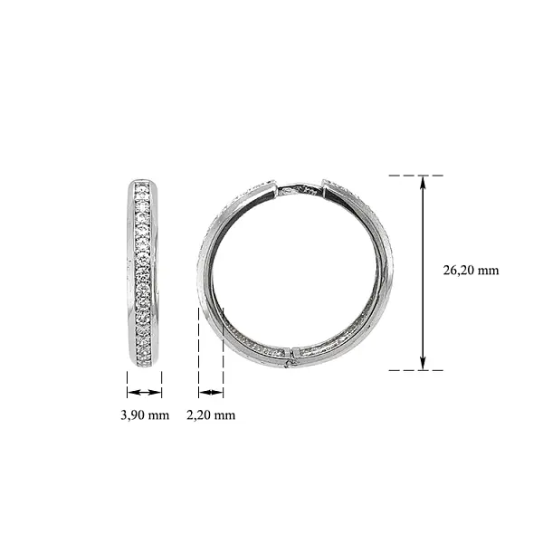 Round Earrings with White Gold Zircons