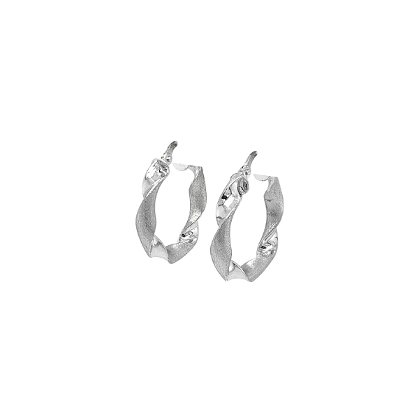 White Gold Round Earrings