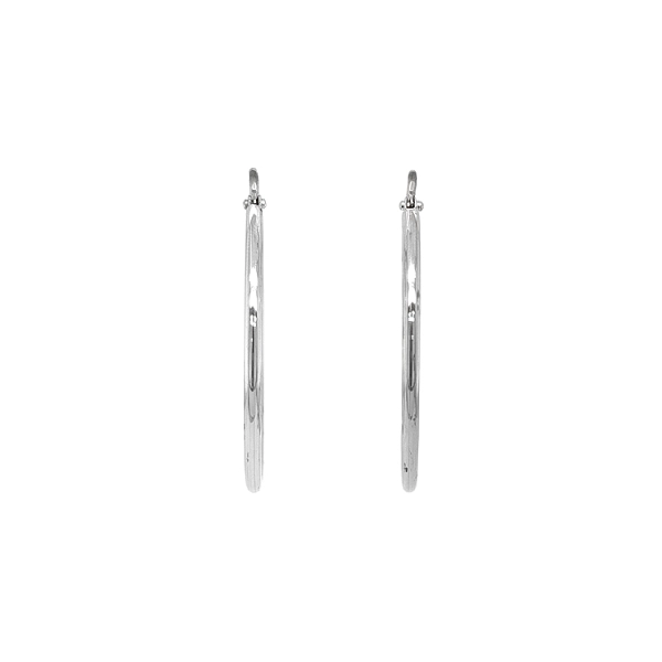 White Gold Round Earrings