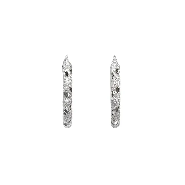 White Gold Round Earrings