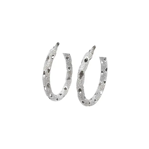 White Gold Round Earrings