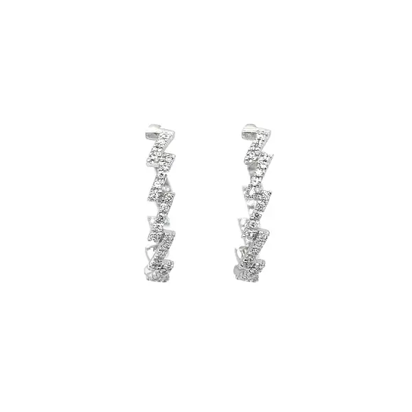 Round Earrings with White Gold Zircons