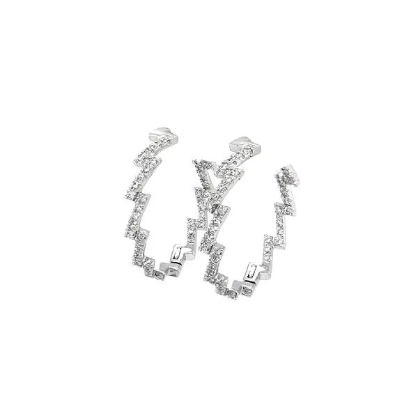 Round Earrings with White Gold Zircons