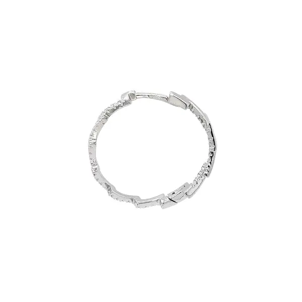 Round Earrings with White Gold Zircons