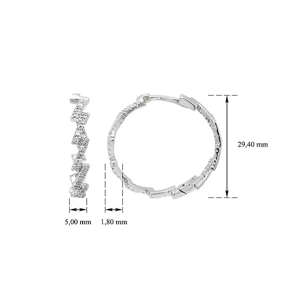 Round Earrings with White Gold Zircons