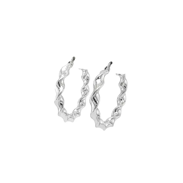 White Gold Round Earrings