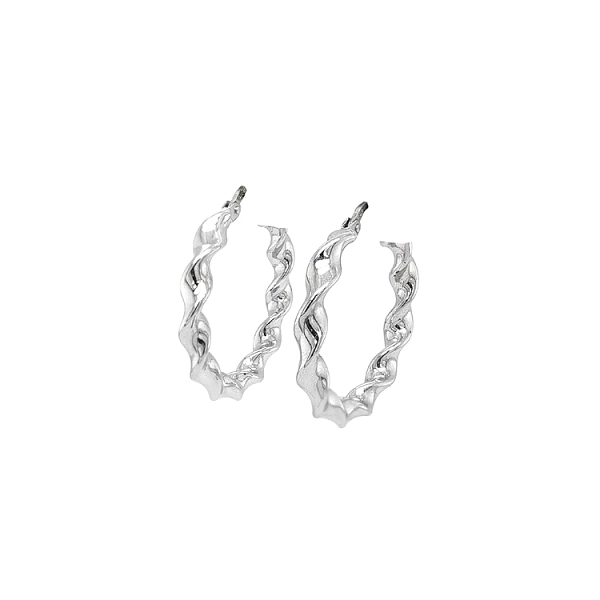 White Gold Round Earrings