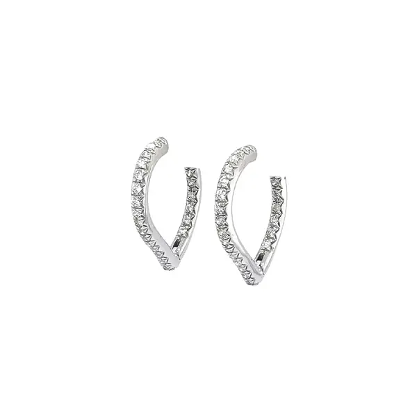 Round Earrings with White Gold Zircons