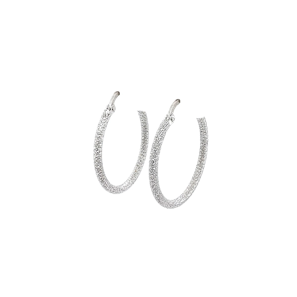 White Gold Round Earrings
