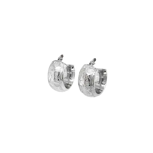 White Gold Round Earrings