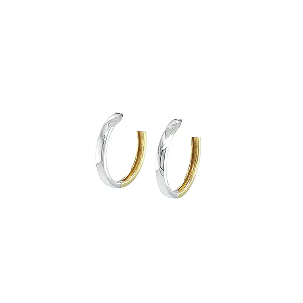 Double-sided Round Earrings made of Combination Gold