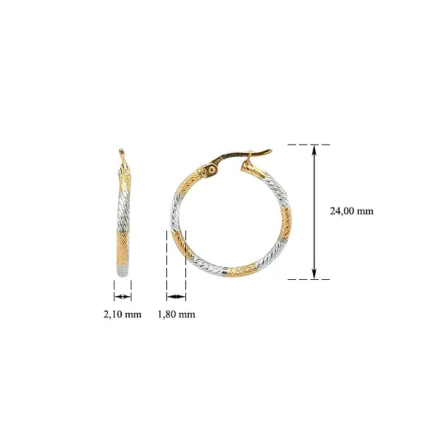 Round Earrings made of Combination Gold