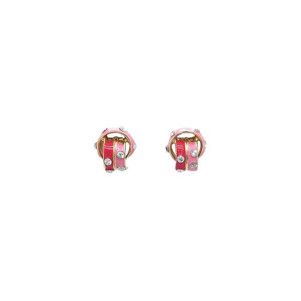 Gold Earrings with Enamel and Zircons