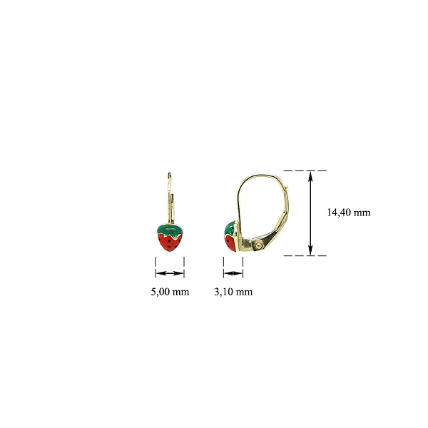 Gold Earrings Strawberries
