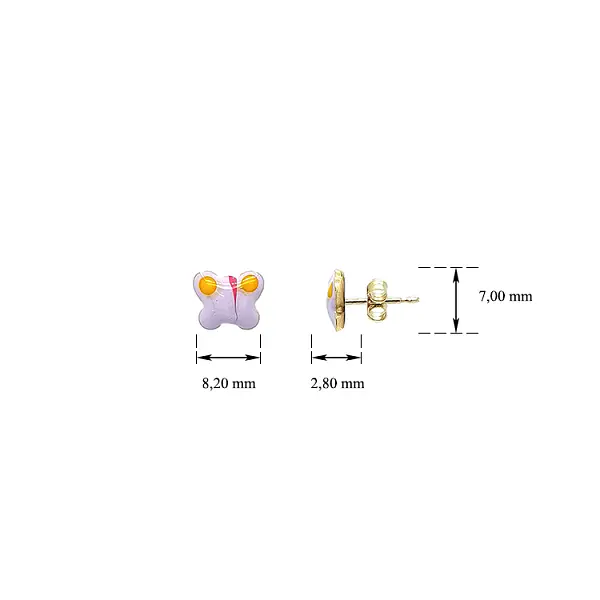 Gold Pecek Earrings Butterflies