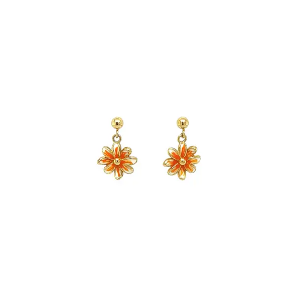 Gold dangle earrings flowers