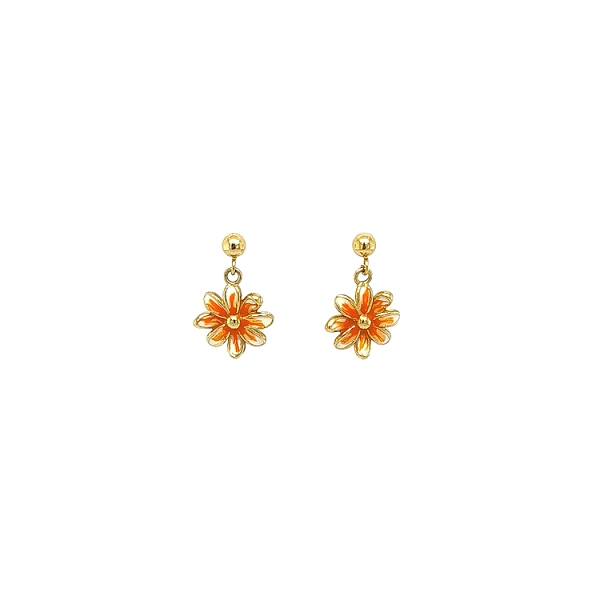Gold dangle earrings flowers