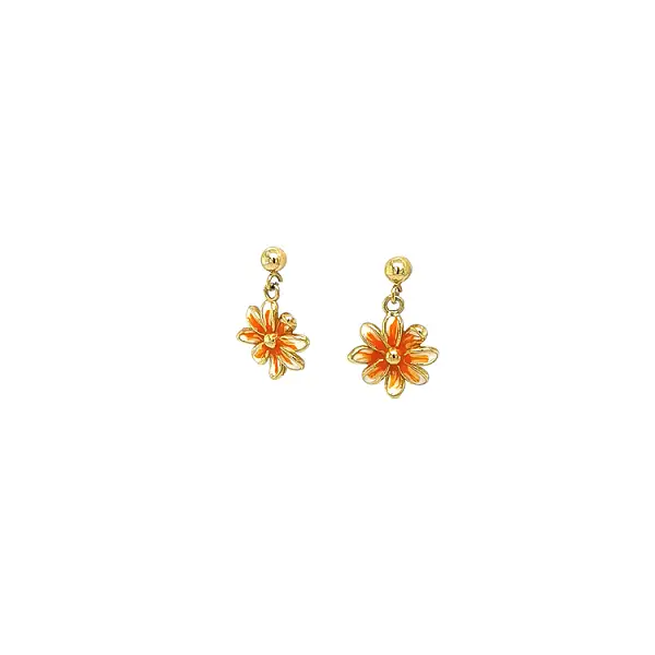 Gold dangle earrings flowers