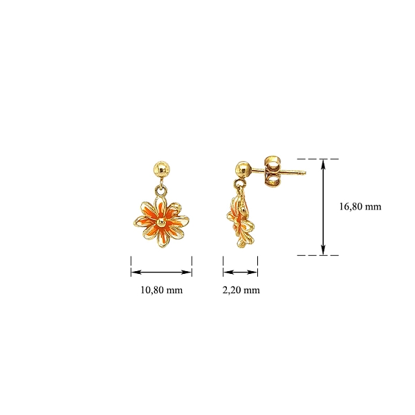 Gold dangle earrings flowers