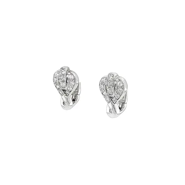 Shiny White Gold Earrings with Sparkling Zircons