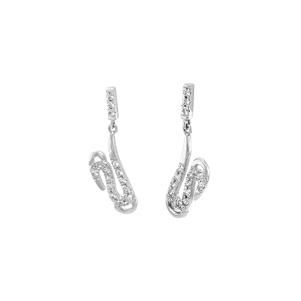 Gold dangle earrings with Zircons