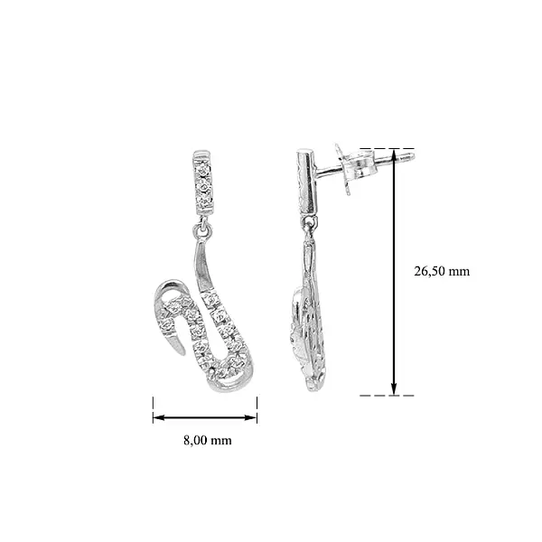 Gold dangle earrings with Zircons