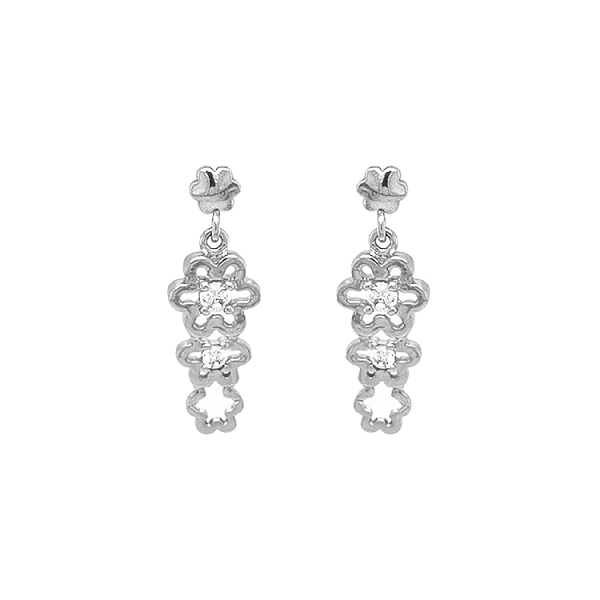 Gold dangle earrings with Zircons