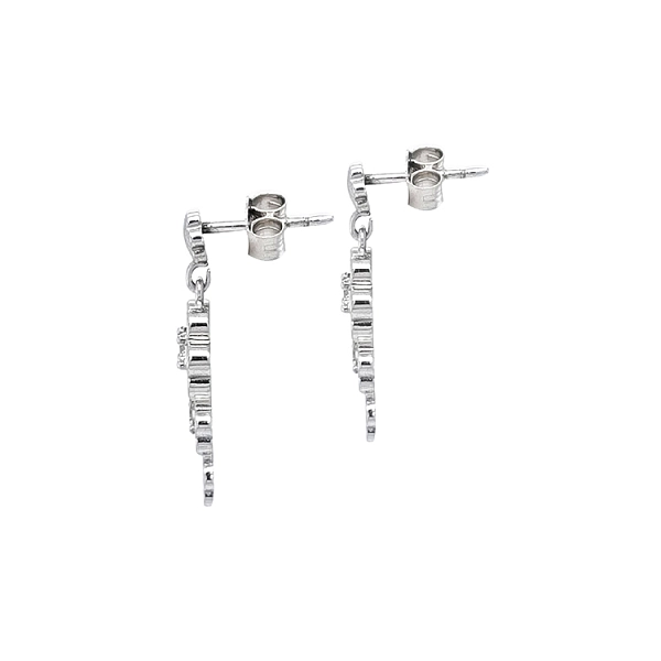 Gold dangle earrings with Zircons