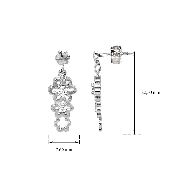 Gold dangle earrings with Zircons