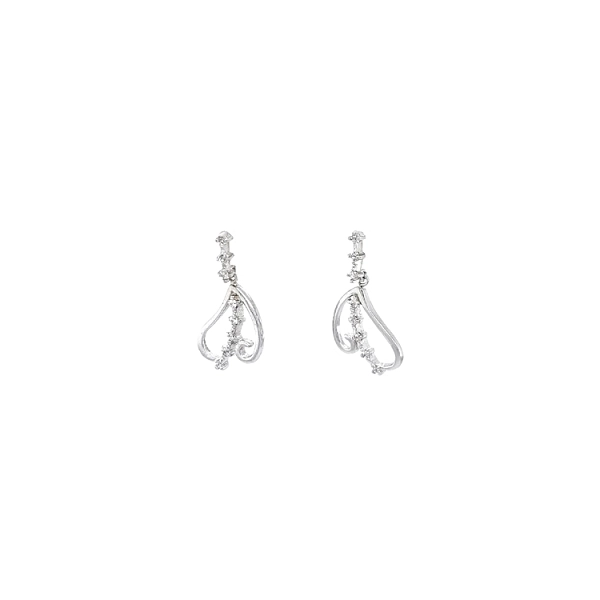 Gold dangle earrings with Zircons