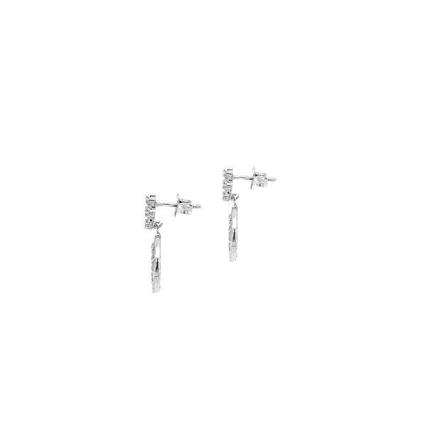 Gold dangle earrings with Zircons