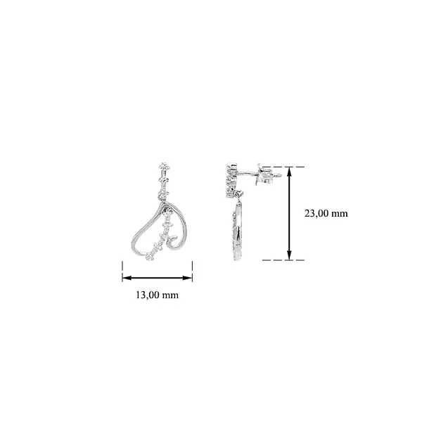 Gold dangle earrings with Zircons