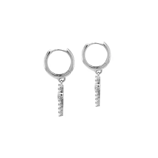 Gold Earrings Cross with Zircons