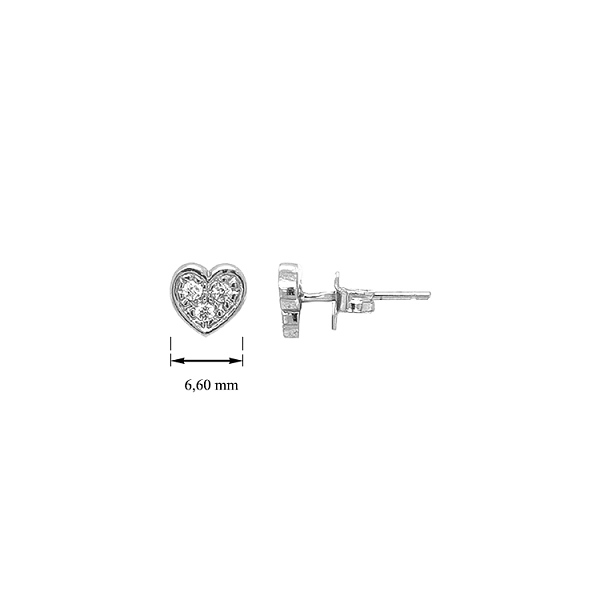 Gold Earrings Hearts with Zircons