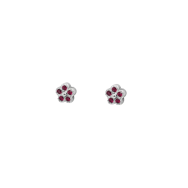 Gold Earrings Flowers with Zircons