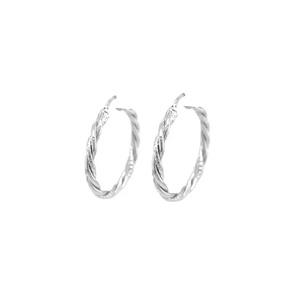 White Gold Round Earrings
