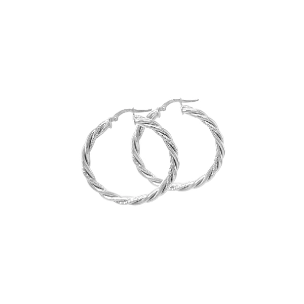 White Gold Round Earrings