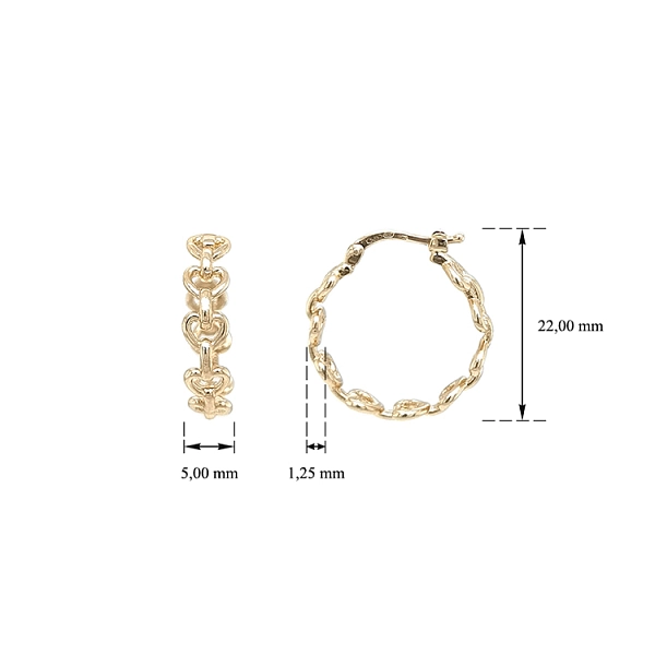 Gold Round Earrings Hearts
